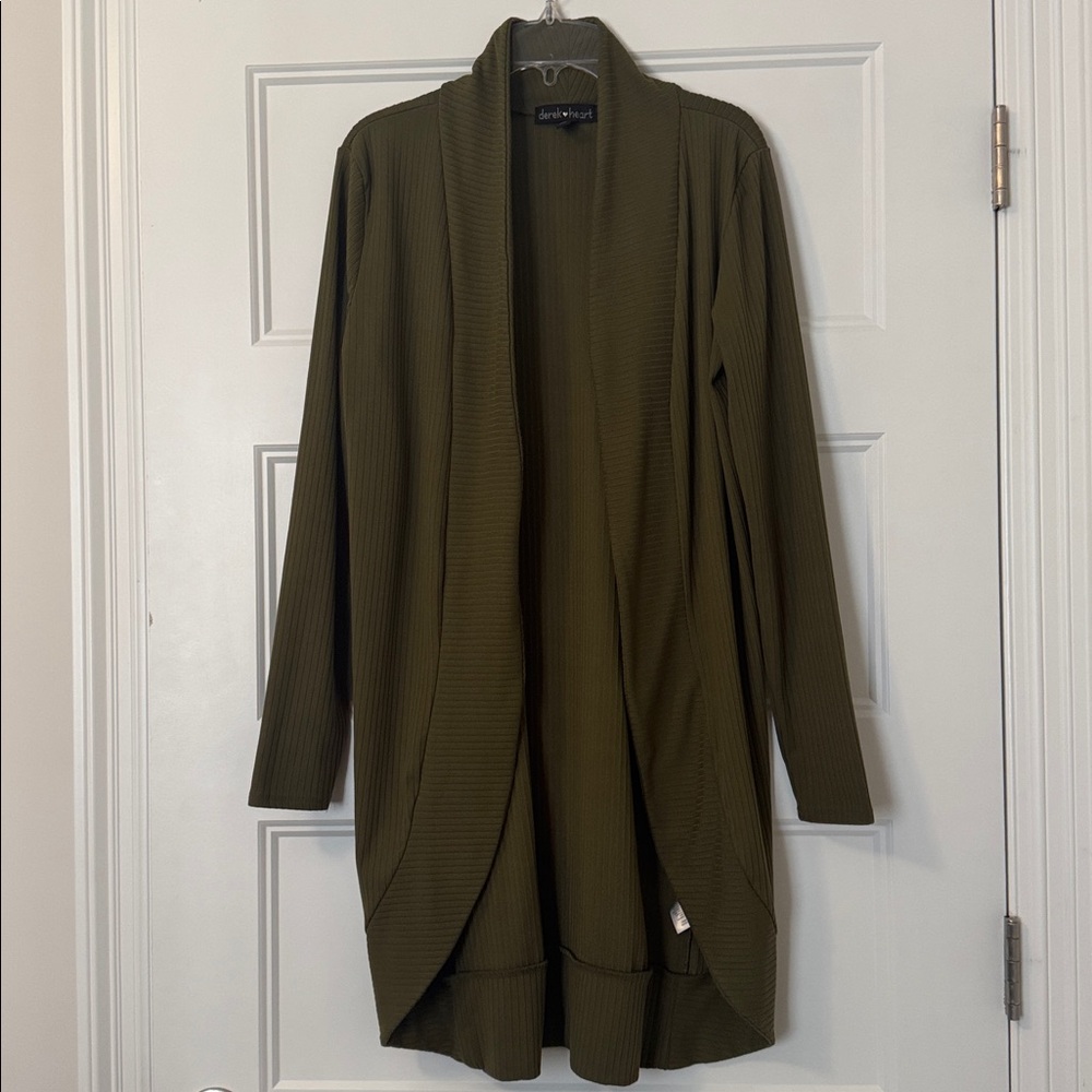 Derek Heart Olive Ribbed Cardigan